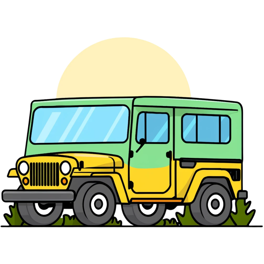 Jeep on a camping trip in nature emoji