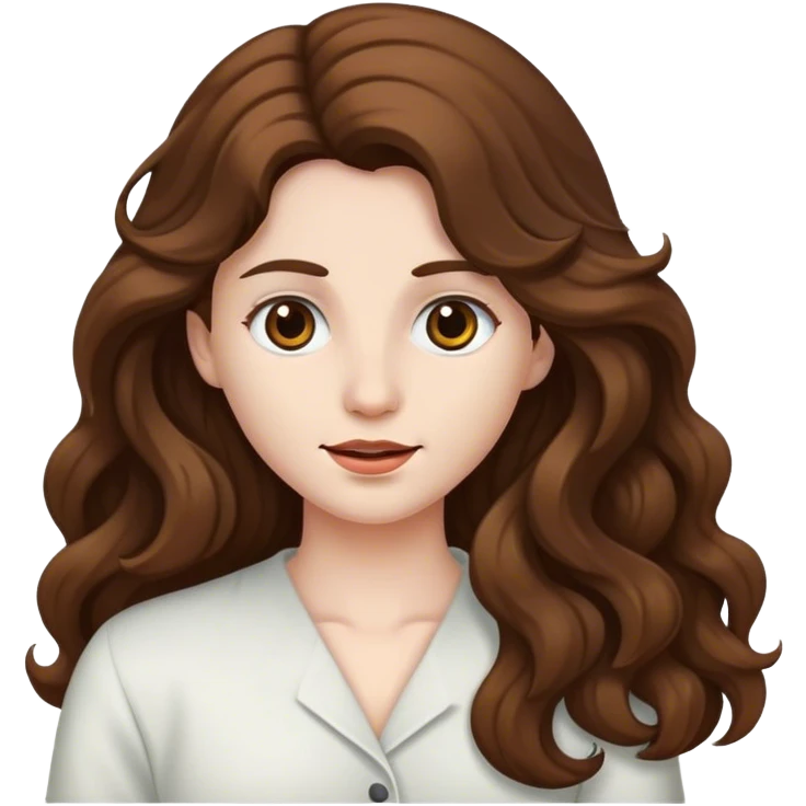 long brown wavy hair and white skin emoji