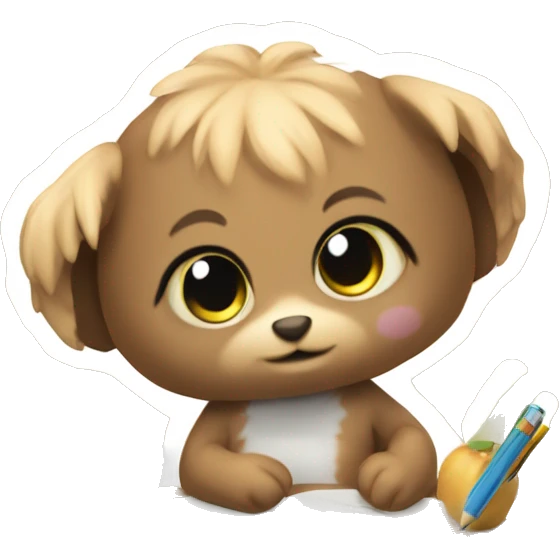 Cute kawaii axolotyl doing homework  emoji