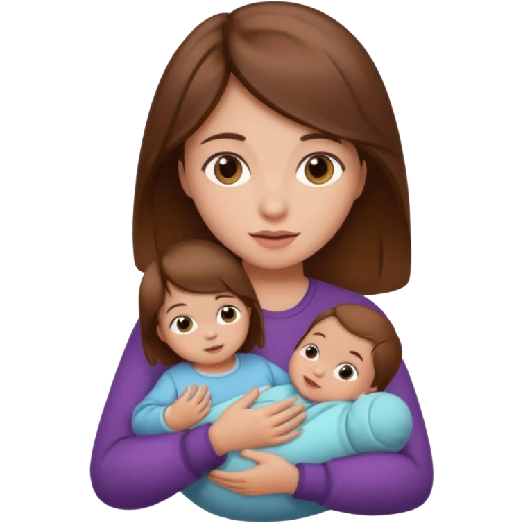 Girl with brown hair holding a baby  emoji
