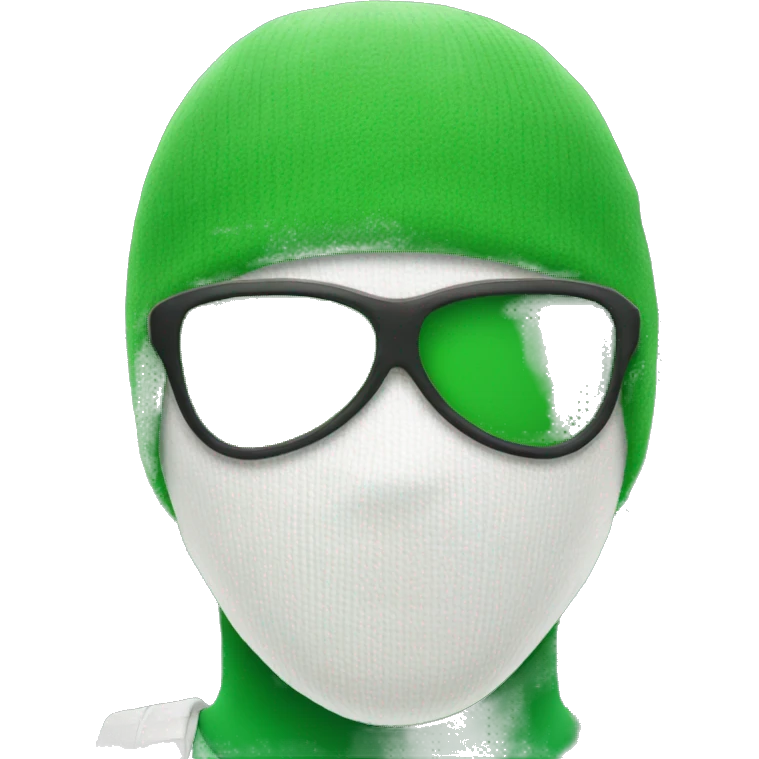 green and white ski mask emoji