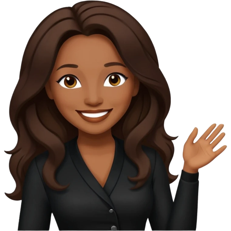 Vesta Williams, R&B Singer with long dark brown hair, black outfit emoji