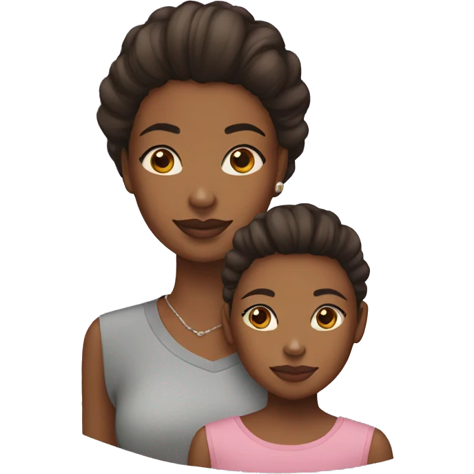Black mother and teen daughter and yorkie  emoji