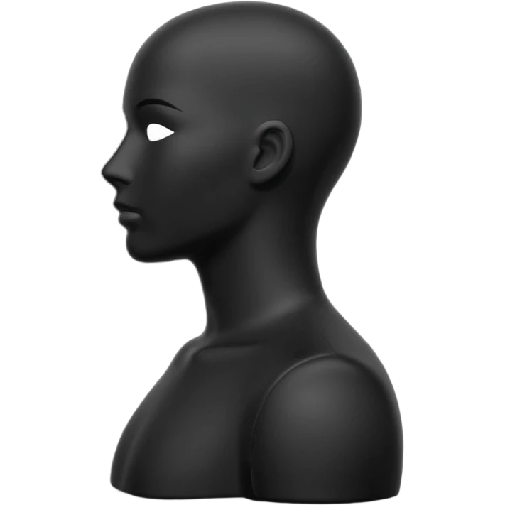 Minimalistic flat vector icon, iOS style, thin black contour on white background. Matte black mannequin in profile in 3D monochrome style. emoji
