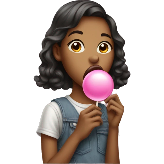 Girl blowing bubblegum emoji