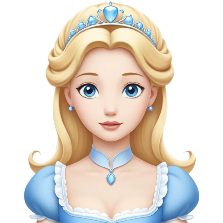 Cinematic Elegant Cinderella Portrait Emoji, Graceful and poised in her classic maid attire, golden locks cascading softly, bright blue eyes full of hope, a gentle glow of kindness and determination, delicate and humble yet undeniably beautiful, evoking the moment before her magical transformation, pure enchantment in her gaze! emoji