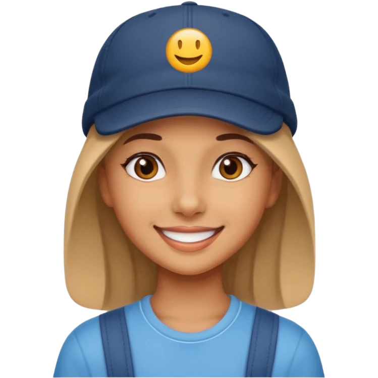 Niña bonita con gorra emoji