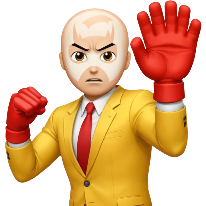 Angry Saitama with his red giant hand punching emoji