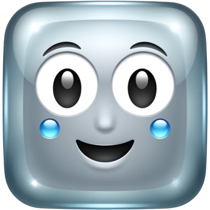Sparkly glossy silver glass square emoji