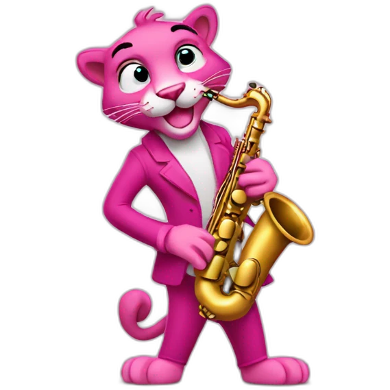 pink panther plays the saxophone emoji