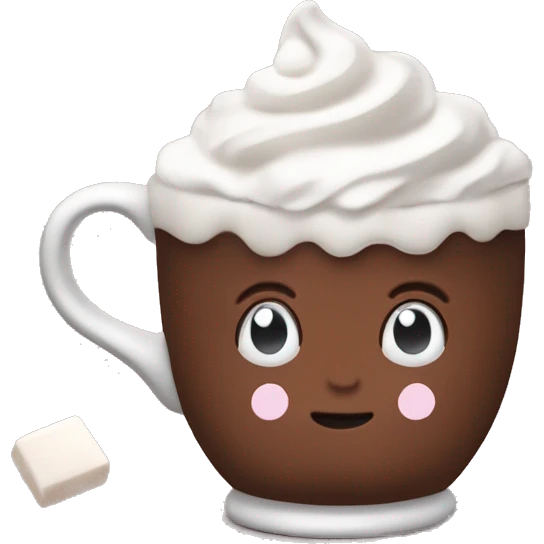 mug of hot chocolate with marshmallows and whipped cream emoji
