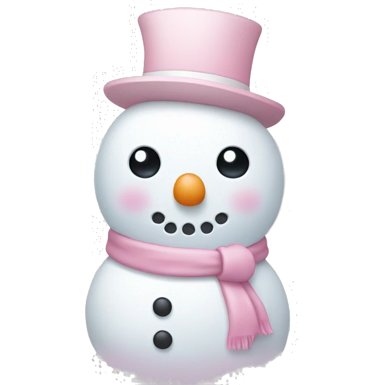 Cute white and light pink snowman emoji