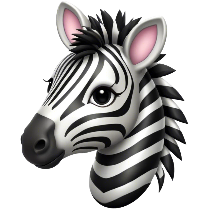Cinematic Cute Zebra Portrait Emoji, Head tilted playfully and inquisitively, featuring a glossy, intricately striped Fur of black and white with round, sparkling eyes filled with curious wonder, Simplified yet irresistibly adorable features, highly detailed, glowing with a warm, friendly glow, high shine, affectionate and spirited, stylized with a touch of savannah whimsy, bright and endearing, soft glowing outline, capturing the essence of a mischievous yet loving zebra, so playful it feels like it could prance out of the screen and into your arms! emoji