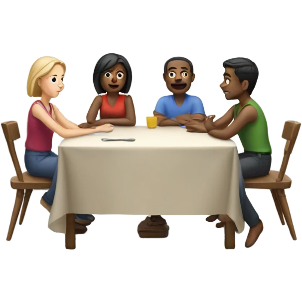 sitting around a large empty table emoji
