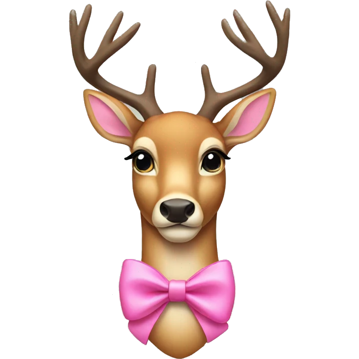 Deer wearing a pink bow emoji