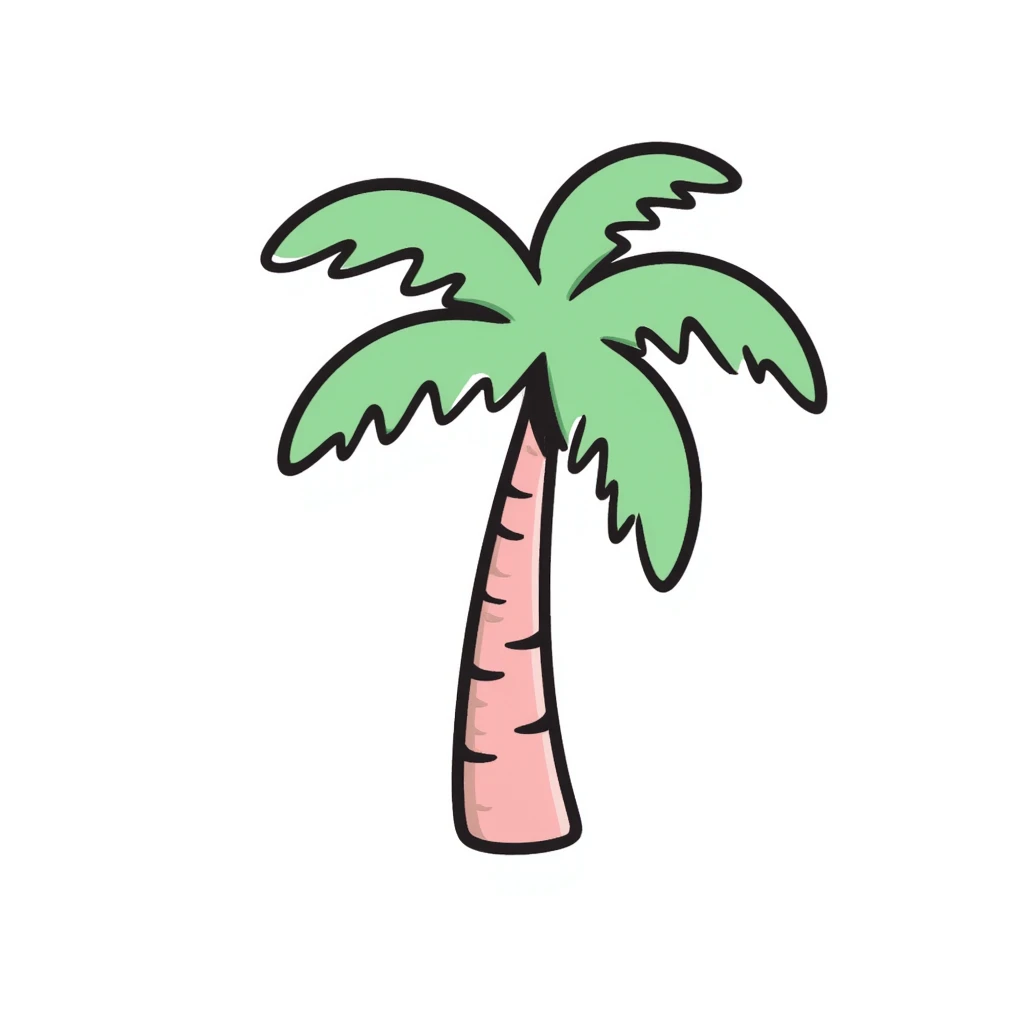 palm tree with pastel pink trunk and pastel green leaves emoji