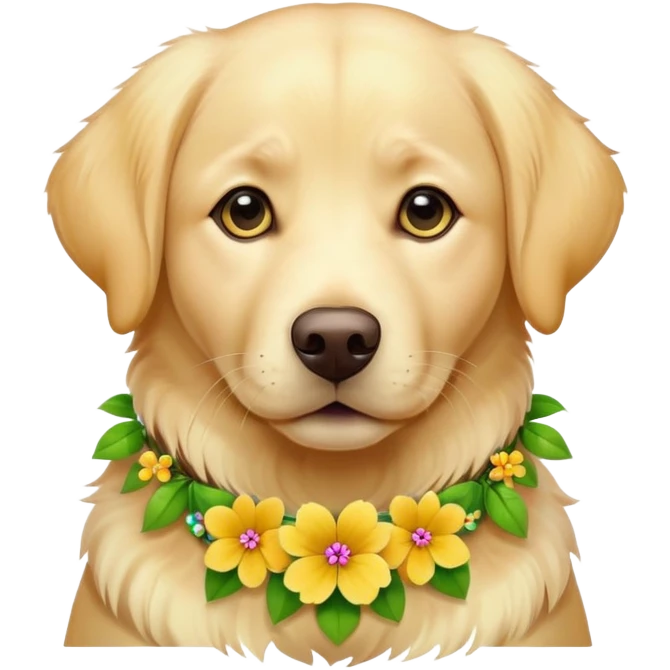 Yellow Labrador retriever with flowers on it’s collar emoji
