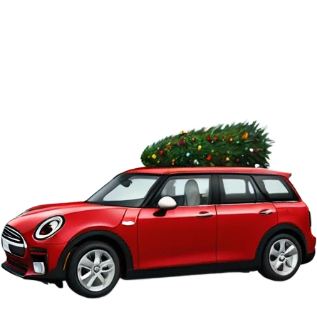 Red Mini Cooper clubman decorated for Christmas  emoji