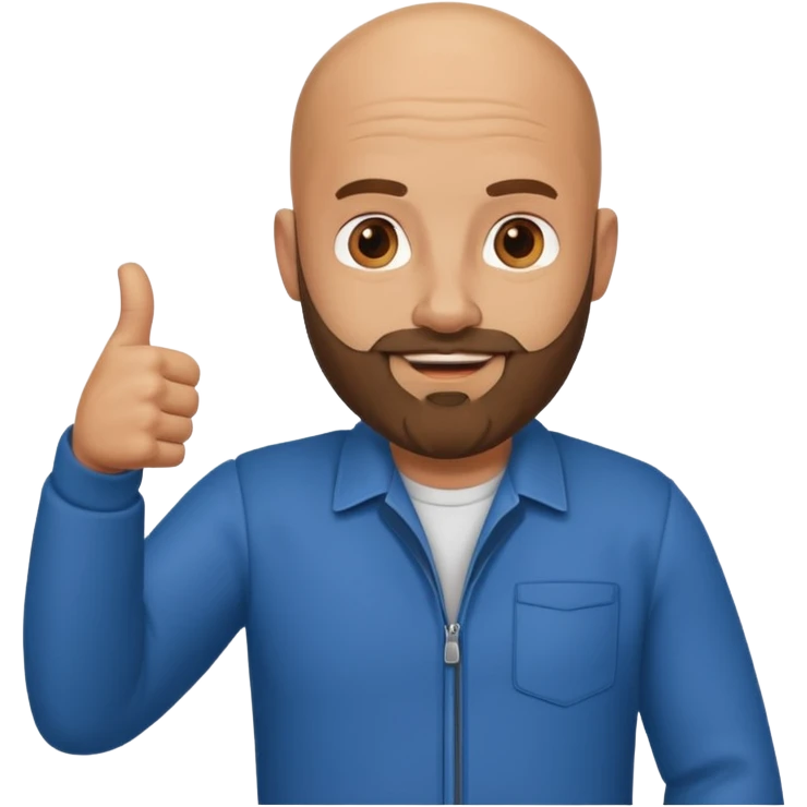 лысый с бородой, модный показывает лайк emoji