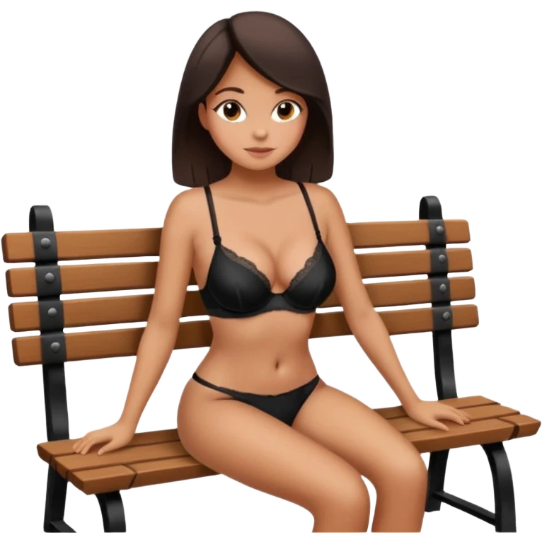 Girl with sexy bra and panty sitting in a banch emoji
