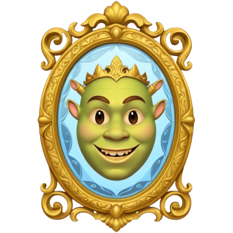 magic mirror on the wall from Shrek with a theater mask inside emoji