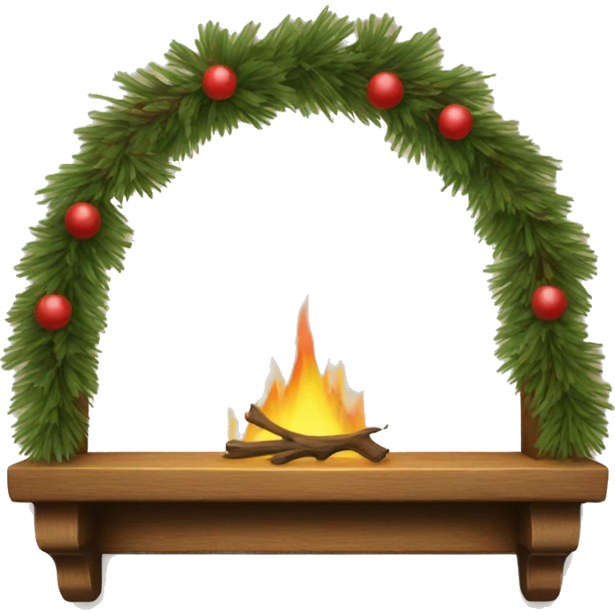 Wooden mantle with pine garland emoji
