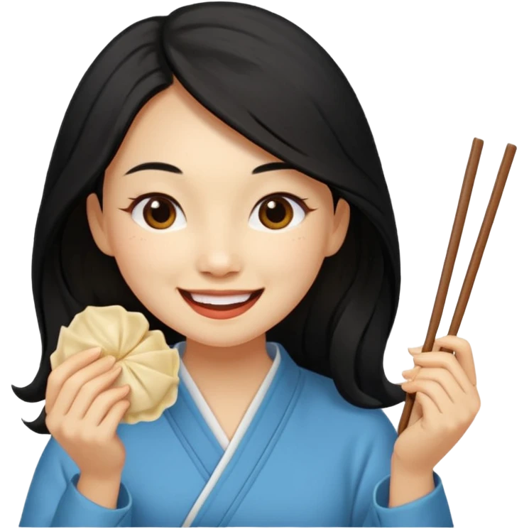 dumpling ginger woman long hair emoji