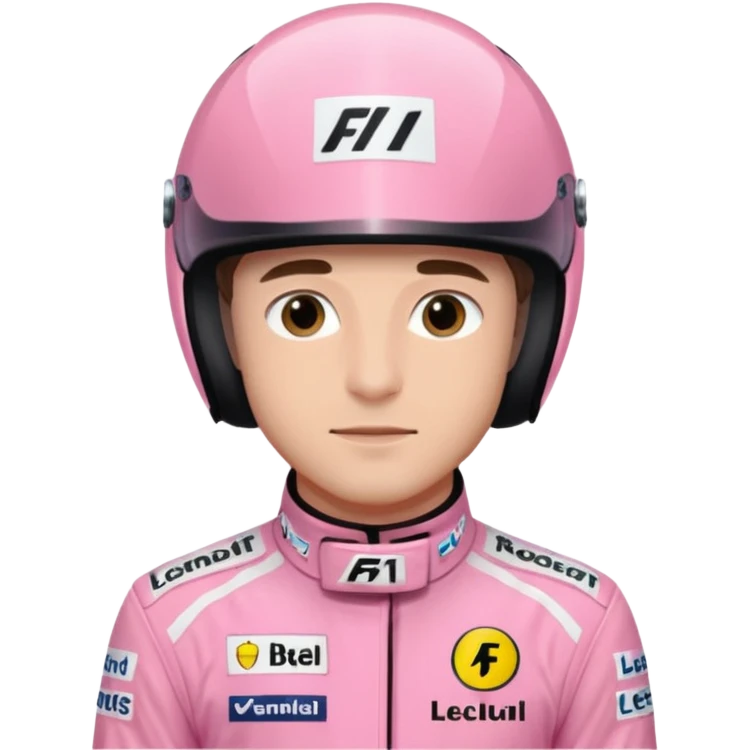 Illustration of Charles Leclerc in pink F1 racing suit emoji