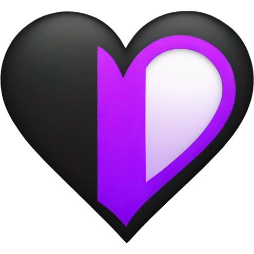 Half black and half purple split heart emoji