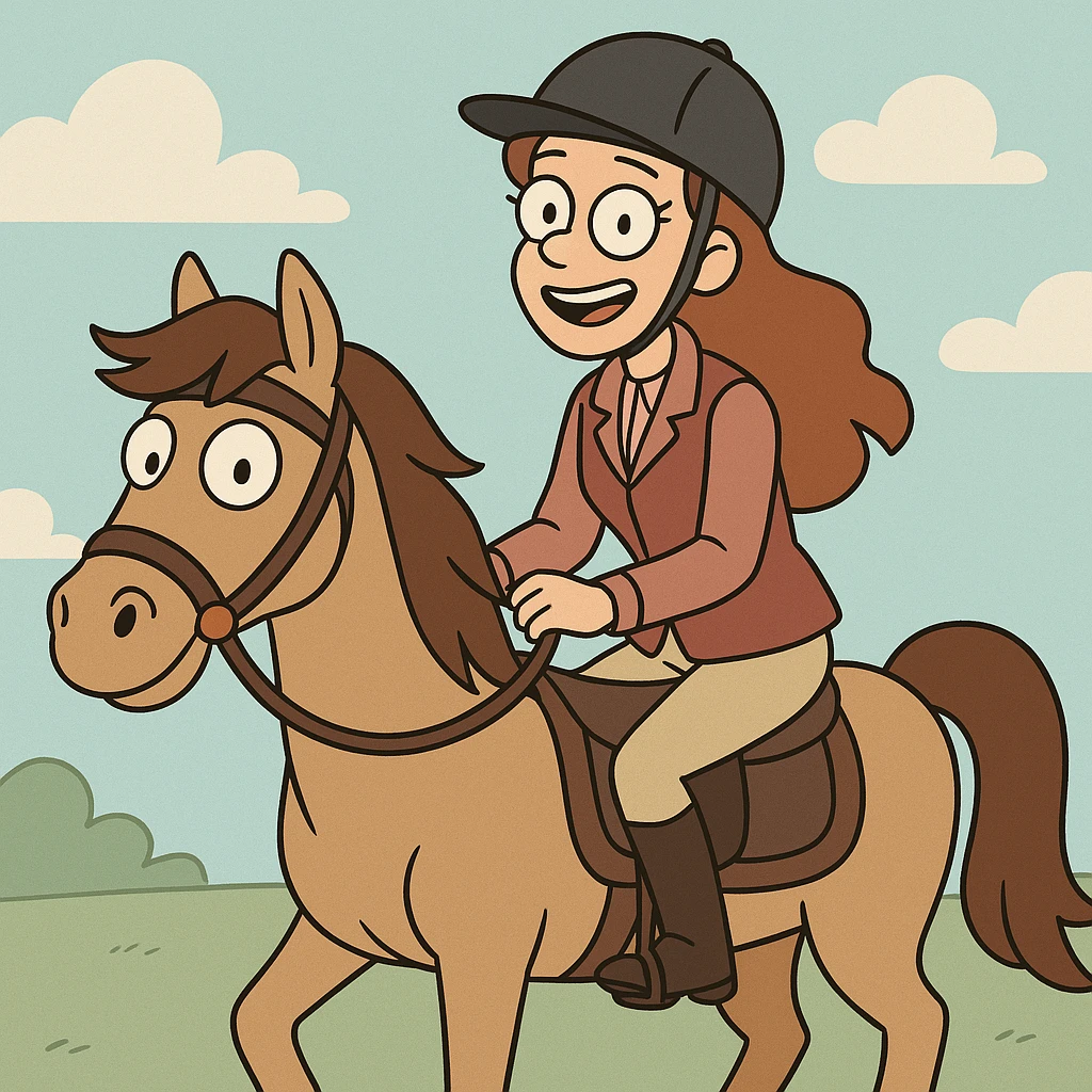equestrian girl on a horse, cartoon style emoji