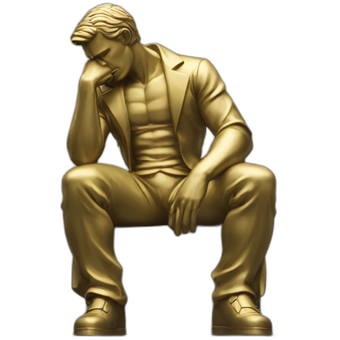 The thinker statue but fully clothed emoji