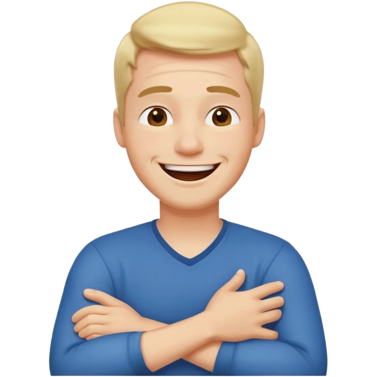 Arms crossed holding neck laughing guy  emoji