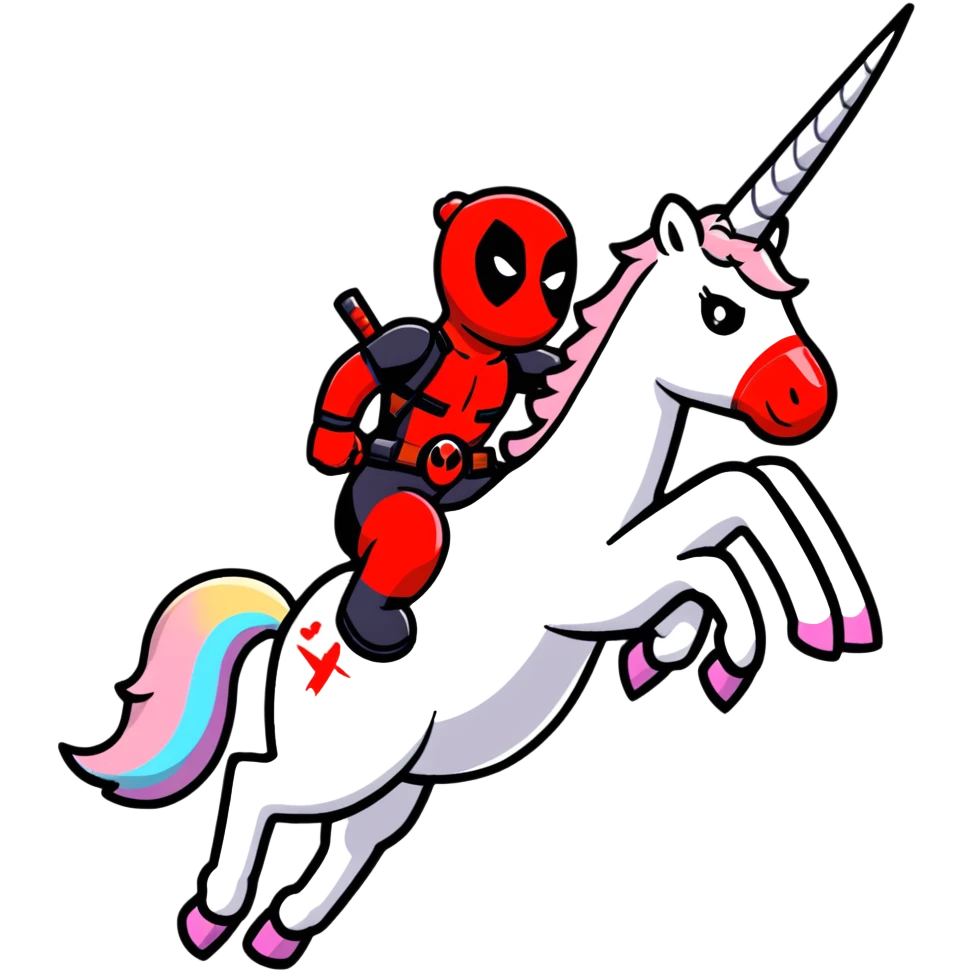Deadpool riding a unicorn  emoji