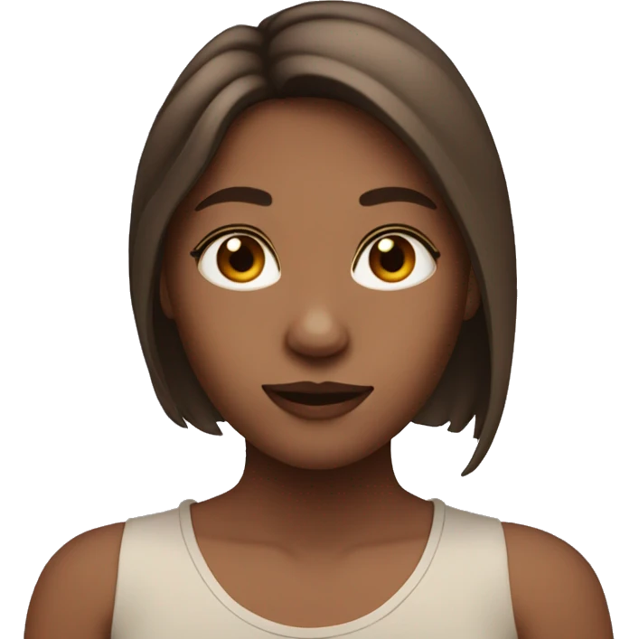 Girl with shoulder length brown hair and nose ring emoji