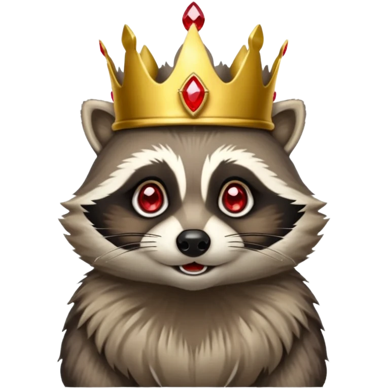 King Racoon with gold with red jewelled crown emoji