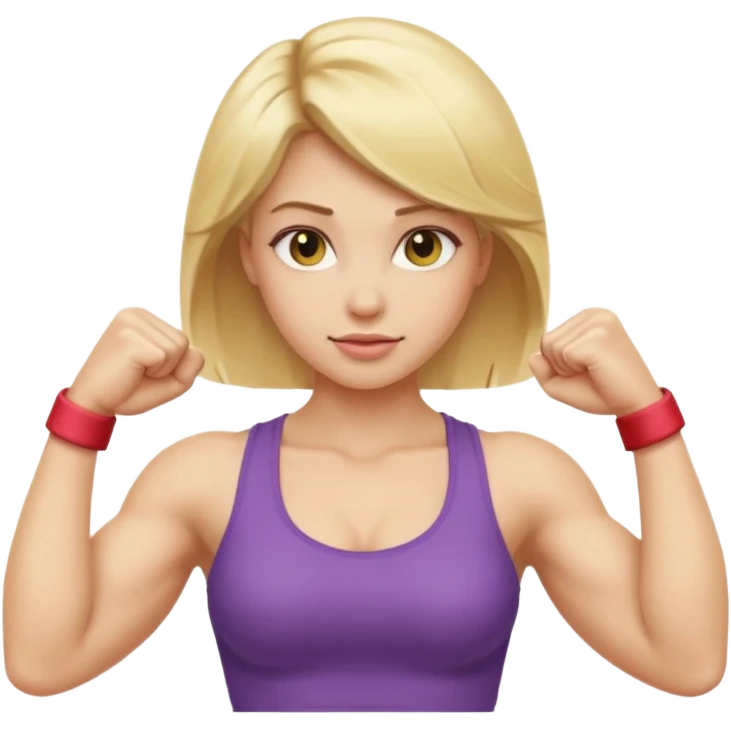 blonde long straight hair young women show biceps emoji emoji