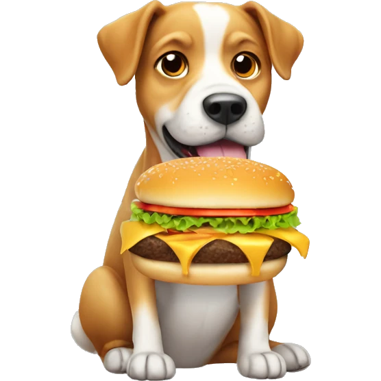 Cute Dog with Cheeseburger  emoji