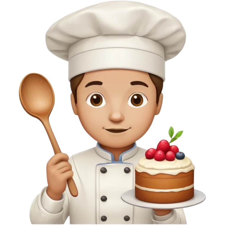 chef with cooking hat spoon and cake emoji