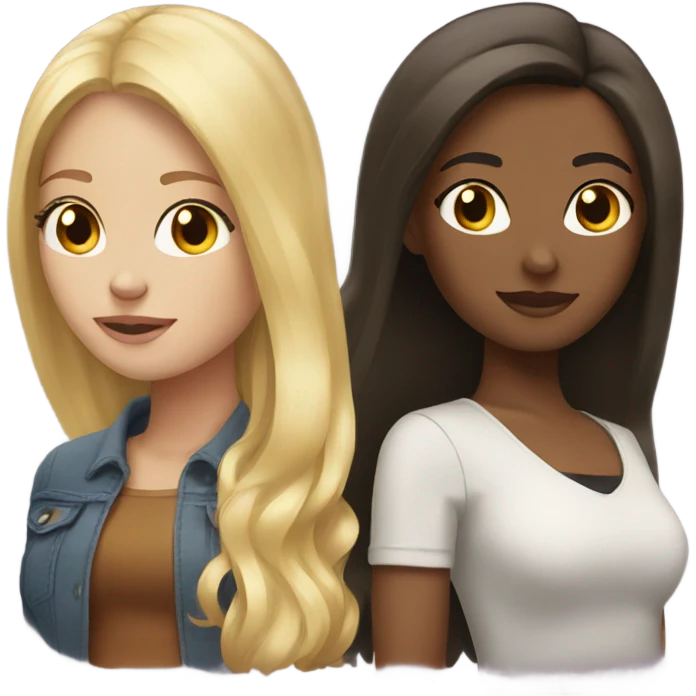 Blonde and brunette sister  emoji