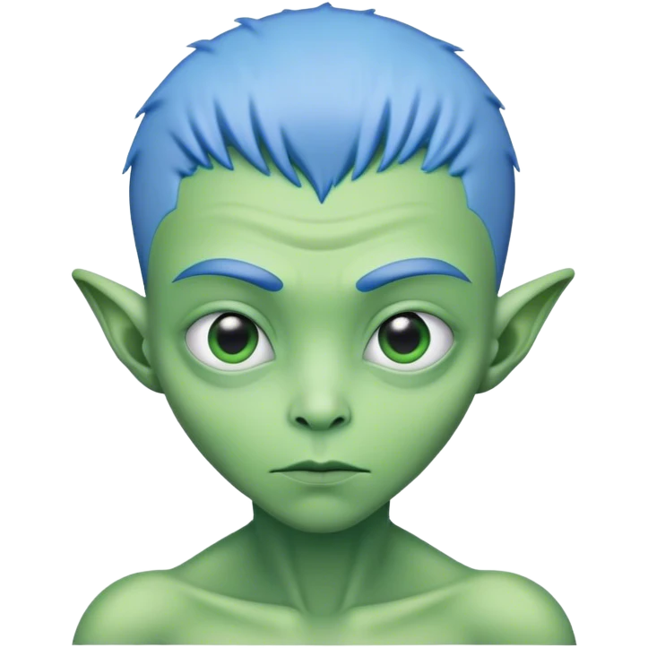 Low taper fade alien with blue hair  emoji
