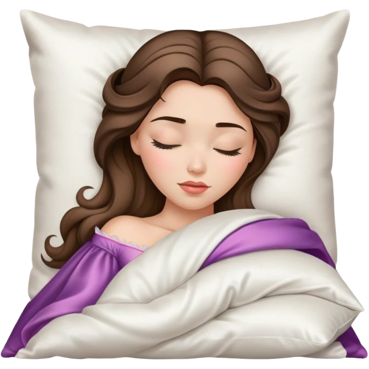 sleeping beauty brunette with highlights white girl with a silk pillow emoji