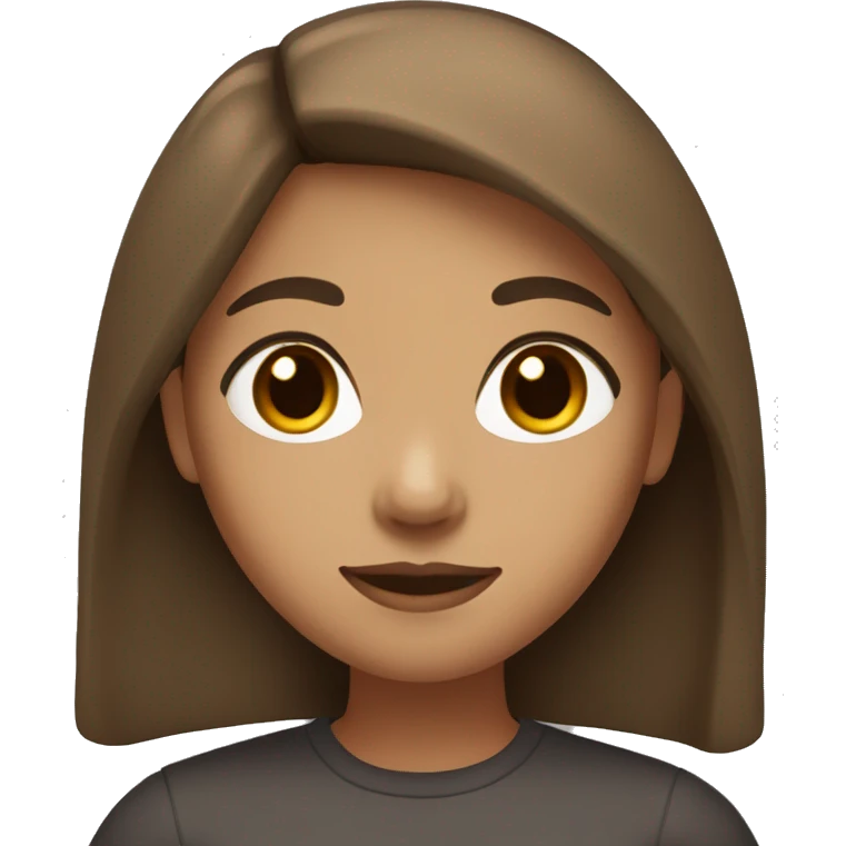A light brown skin girl with brown hair of shoulder length and Asian eyes emoji