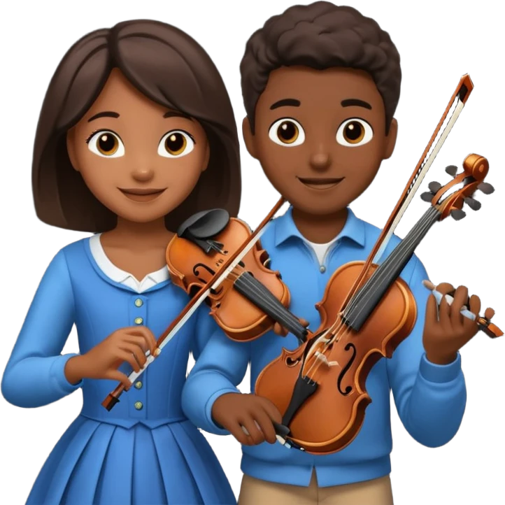 black boy girl playing violin emoji