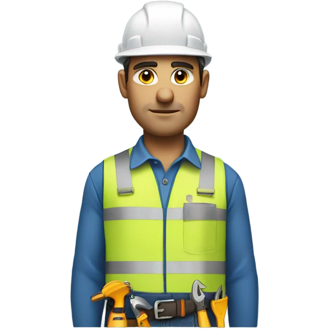 blue collar worker photorealistic serious emoji
