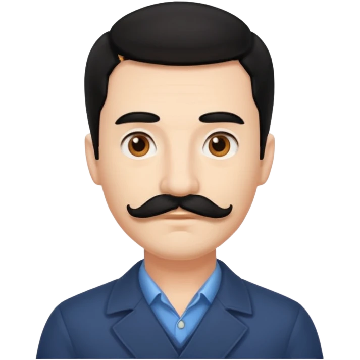 Thick Mustache Man black hair emoji