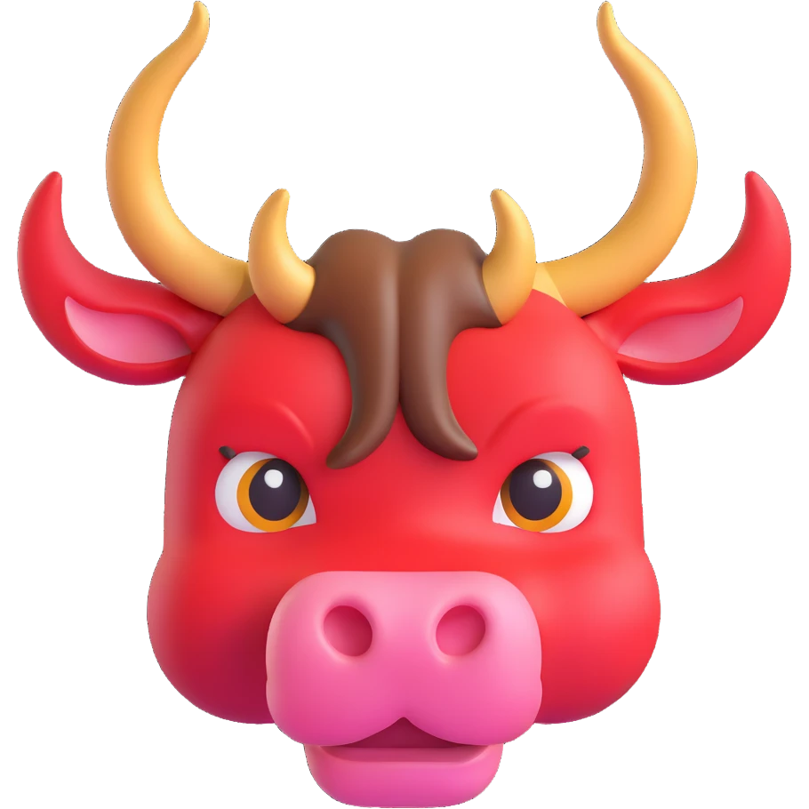 bull emoji with large horns in 3D style emoji