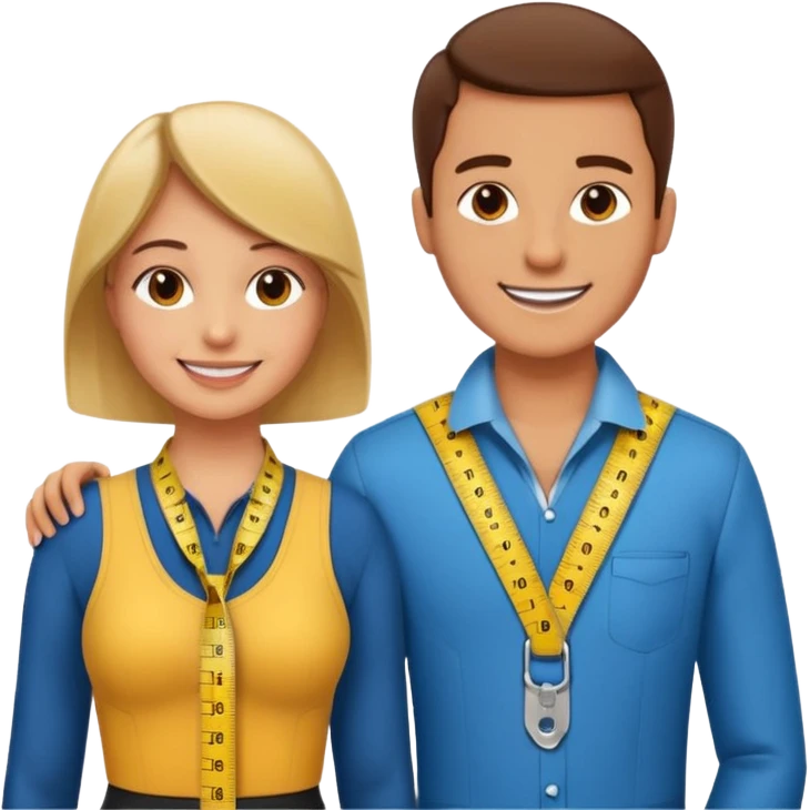 Tailor with Measuring Tape around neck pose with another person emoji