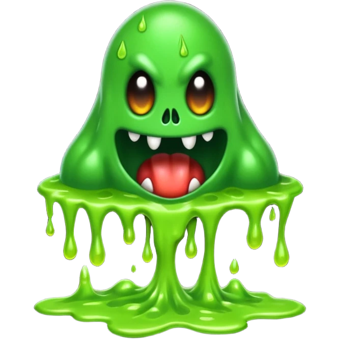 Slime monster. scary sinister. slime attacks. show full body. more dripping slime emoji