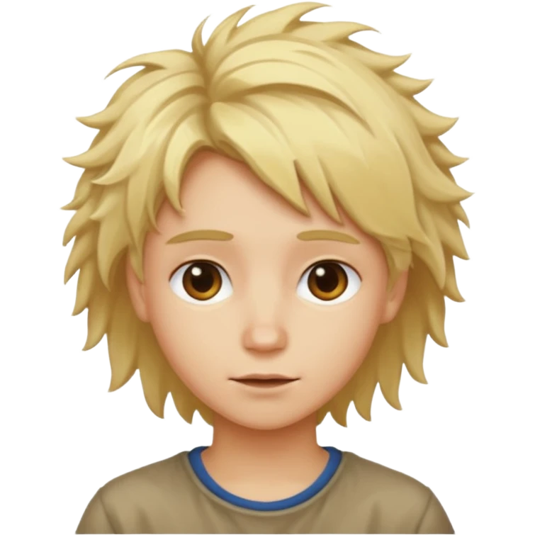 Cartoon anime blond messy hair emoji