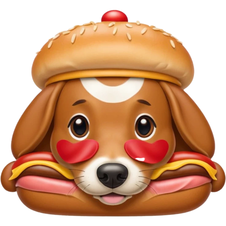 Weenier dog with a hot that has a head on it   emoji